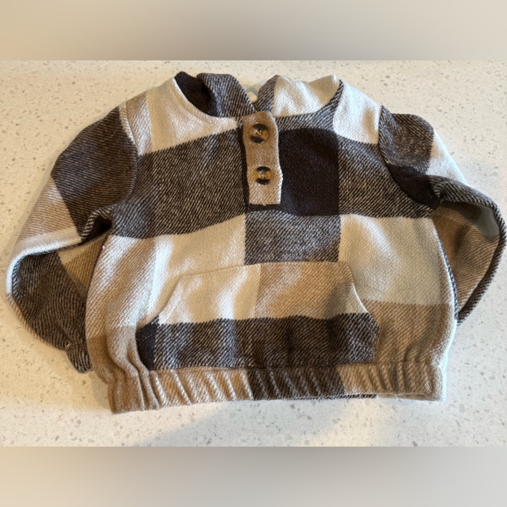Plaid Button-Up hooded sweater